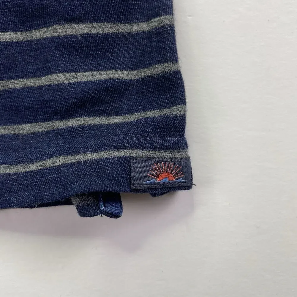 Faherty LS Polo Shirt Mens Medium Collared Blue White Stripes